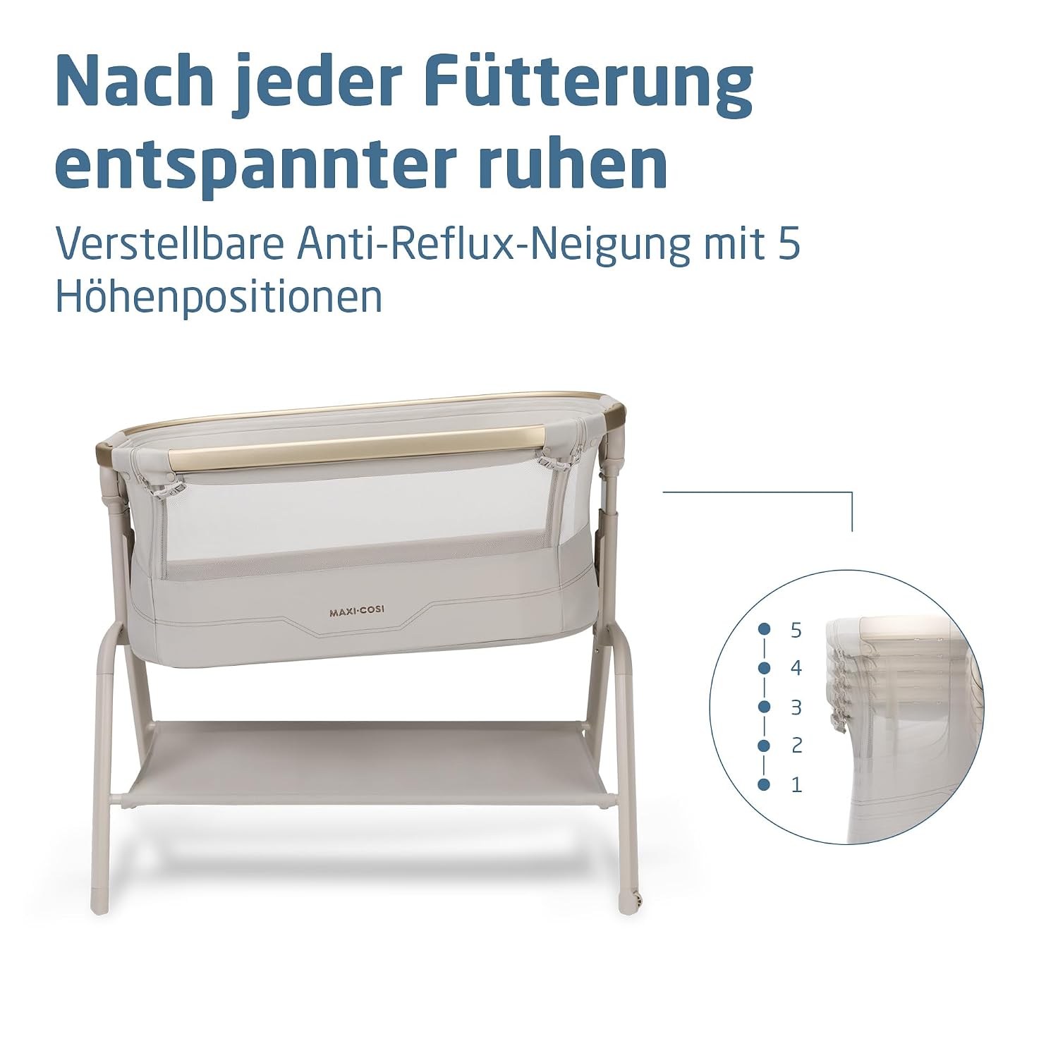 Maxi Cosi Iora² Baby Stubenbett, 0–6 kg (9 kg), Klappbares und Leichtes Beistellbett Baby, 5 cm CloudCore-Matratze, 5 Höhenstufen, 2 Leichtgängige