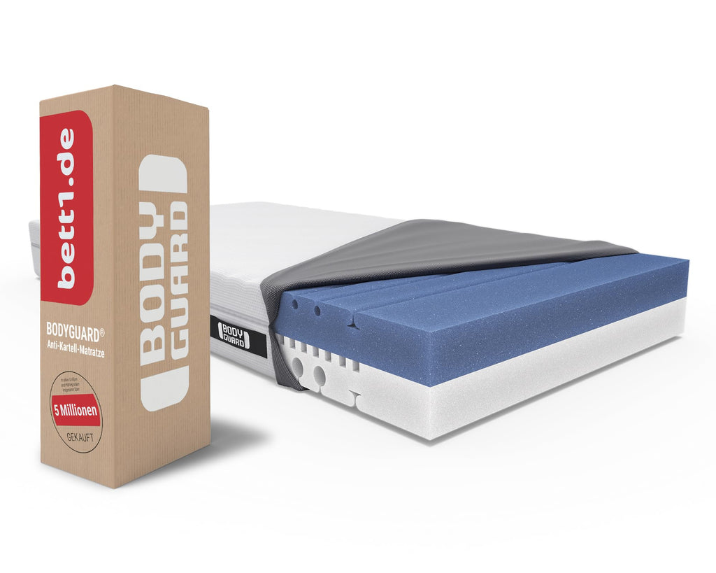 bett1 Bodyguard Matratze 2in1 H2/H3, ergonomische Schaumstoffmatratze mit QXSchaum & waschbarem Bezug, Weiß