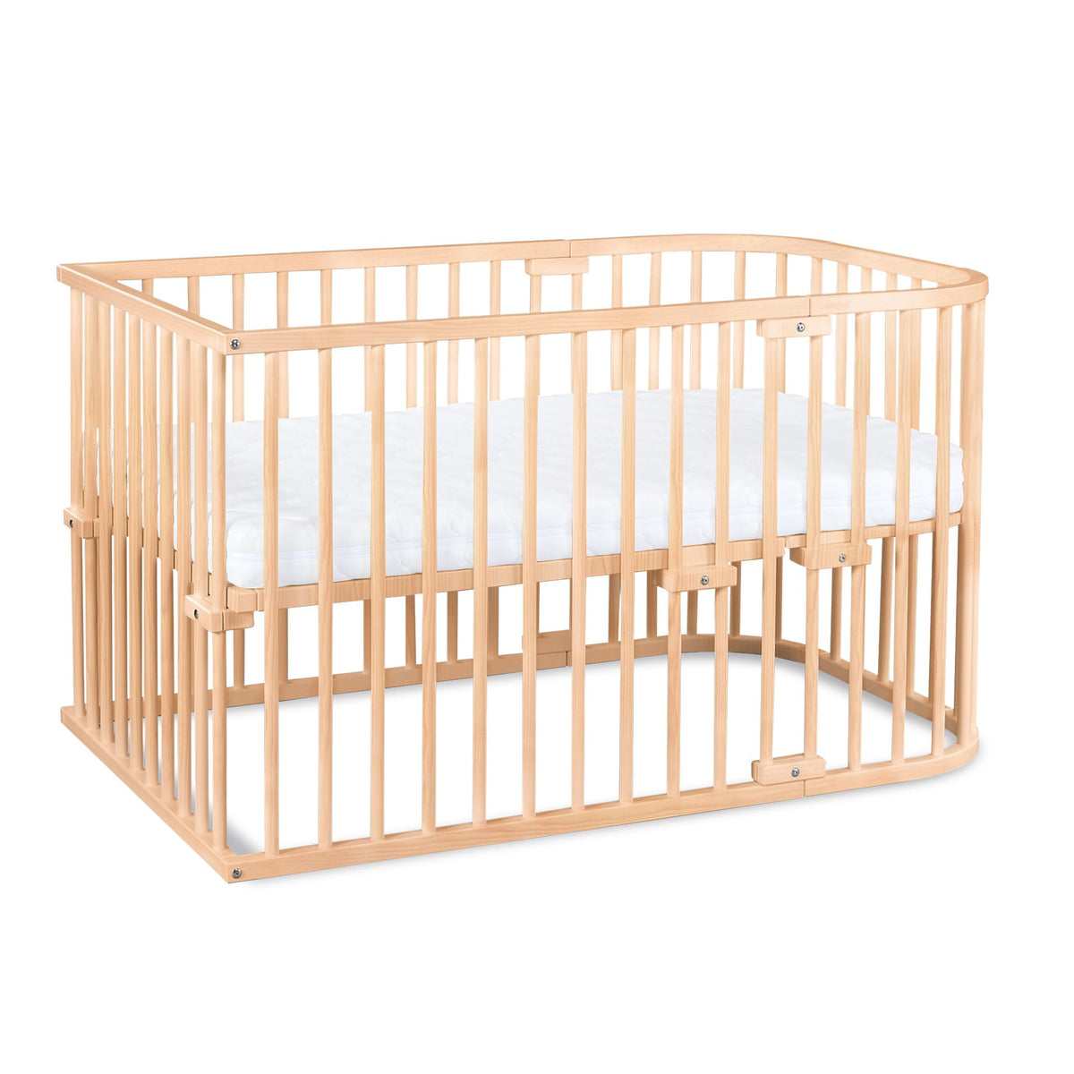 babybay Original Beistellbett aus massivem Buchenholz mit Matratze, höhenverstellbares Babybett für Neugeborene