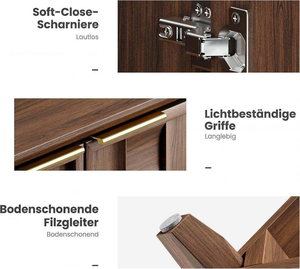 COLAMY Sideboard 150 cm Holz mit Stauraum – Modernes Sideboard für Wohnzimmer, Küchenschrank mit verstellbaren Einlegeböden, Buffet Schrank mit 3D
