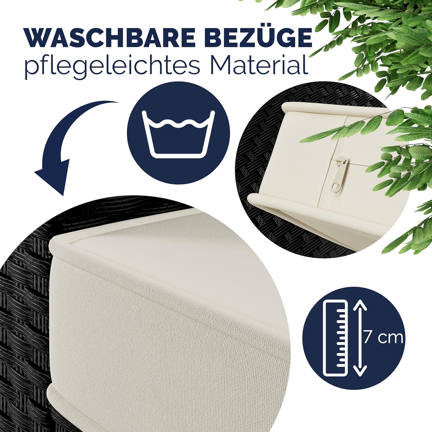 Casaria Polyrattan Ecklounge Set Schwarz für 9 Personen – Gartenmöbel Set mit WPC Tisch, Sessel & 2 Hockern