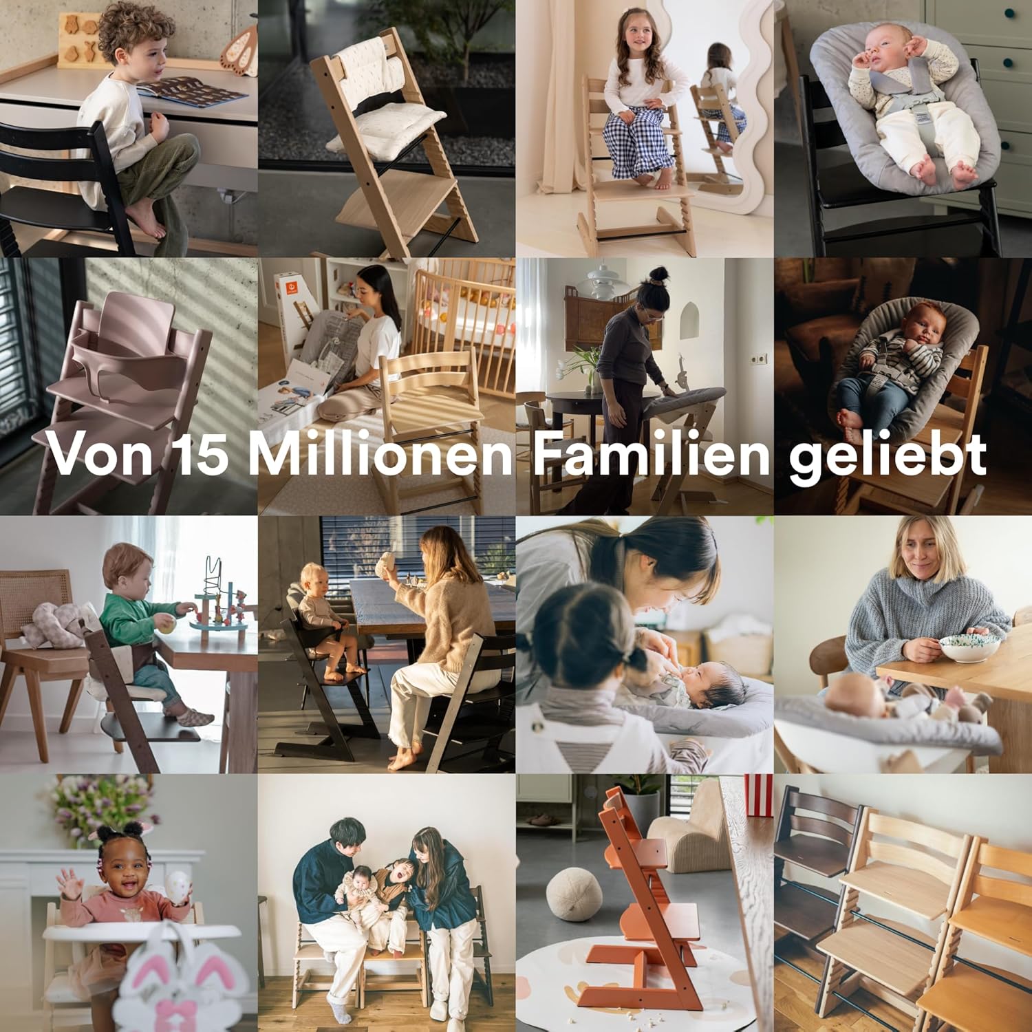 Stokke Tripp Trapp Hochstuhl Weiß mit Baby Set2, mitwachsender Kinderhochstuhl aus Buchenholz, verstellbar