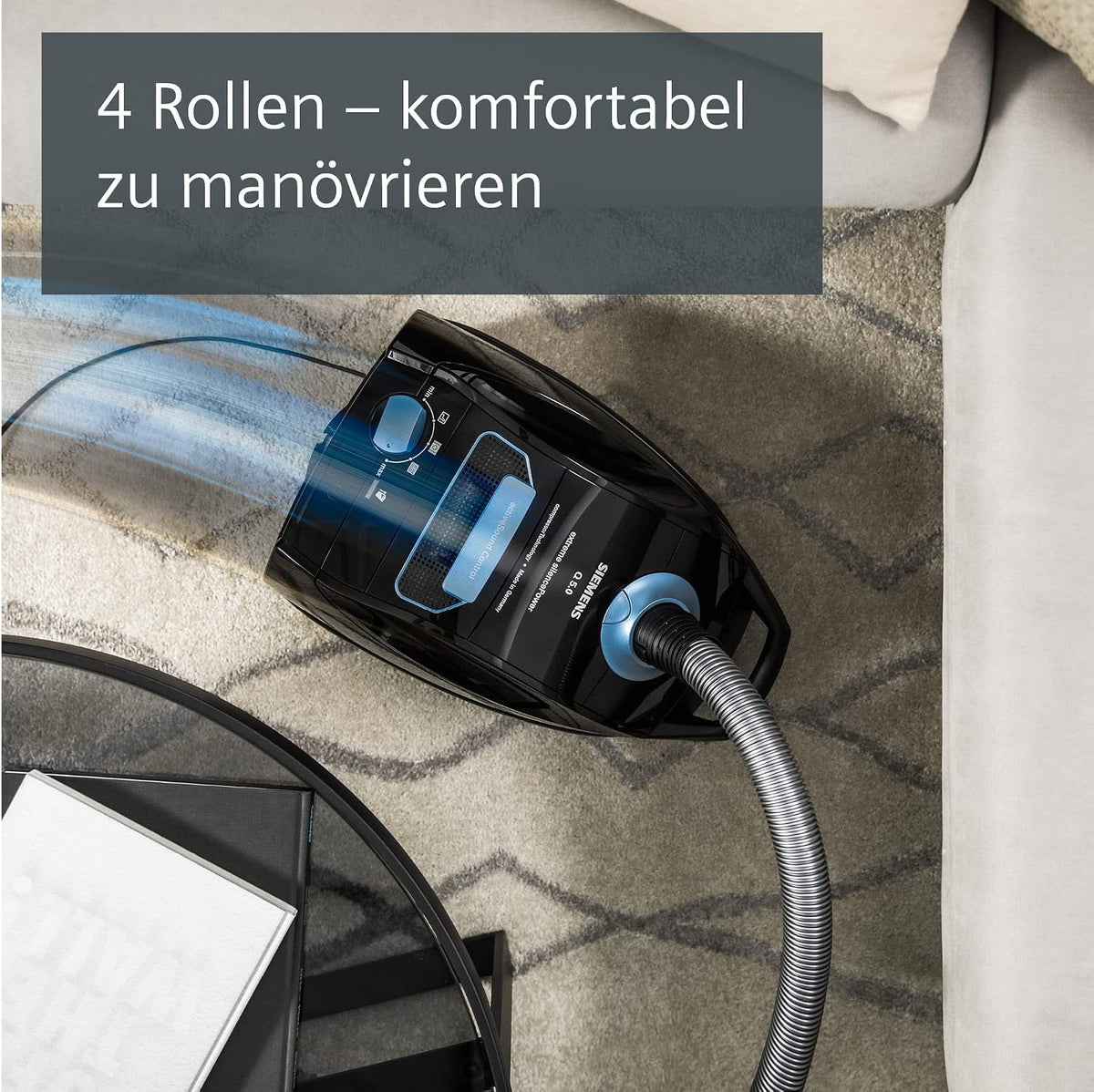 Siemens Staubsauger mit Beutel Q5.0 extreme silencePower VSQ5X1230, ideal für Allergiker, Hygiene-Filter, starke Saugleistung, Bodendüse für Parkett
