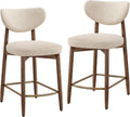 VASAGLE Barhocker 2er Set, mit Rückenlehne, Massivholzbeine, in Leinenoptik