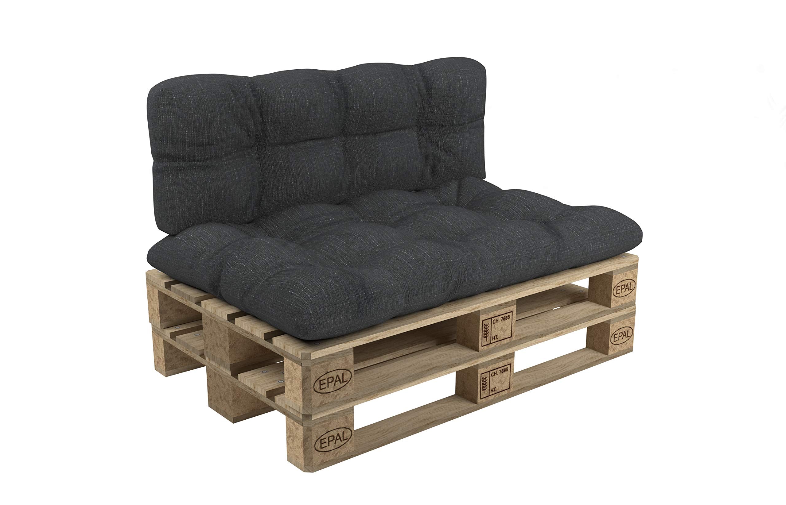 POKAR Palettenkissen Wasserabweisend Palettenauflagen Palettenmöbel Palettensofa 8er Set: Sitzkissen 120x80 + Rückenlehne 120x40, Anthrazit