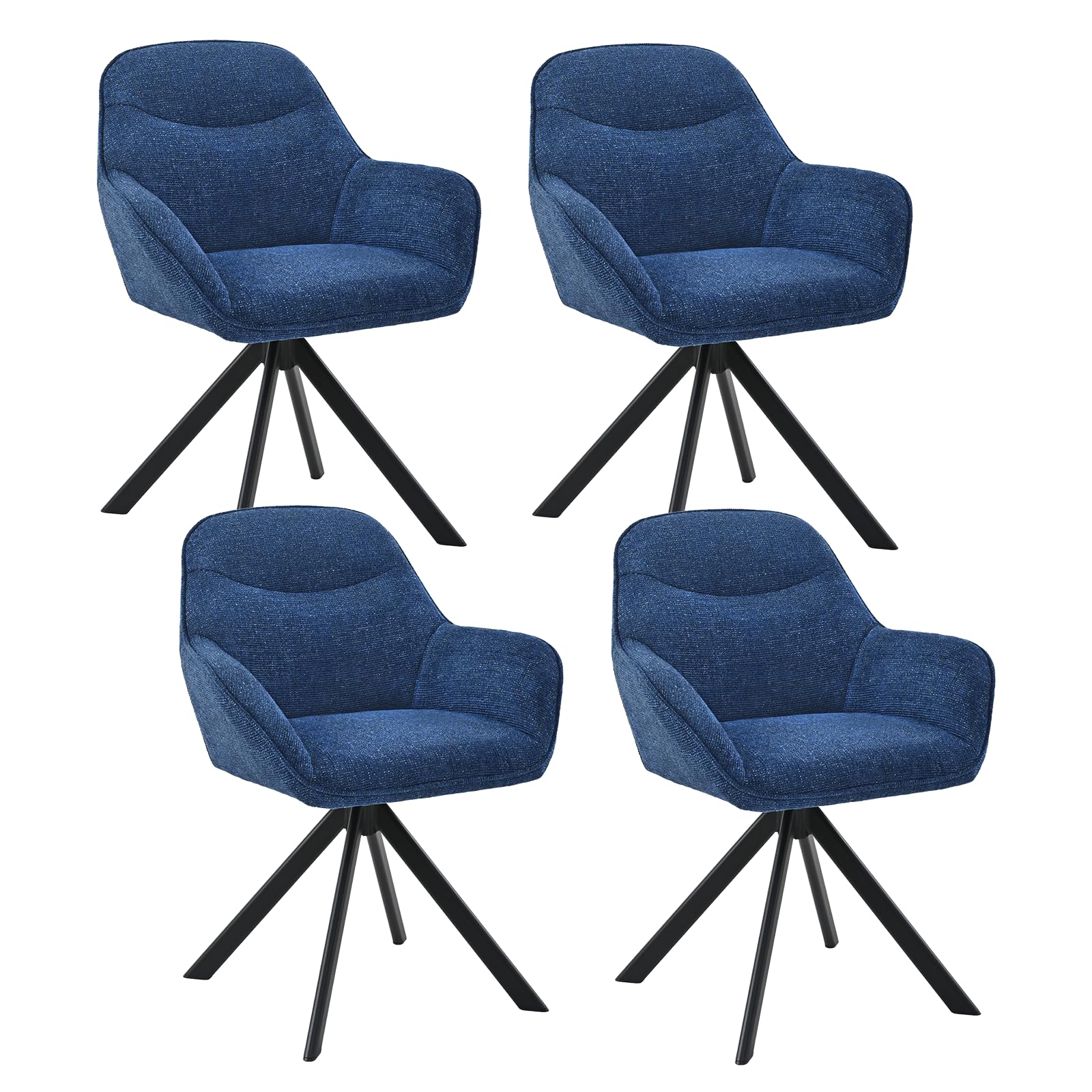 6er Set Esszimmerstühle Drehbar mit Armlehne, 360° Drehstuhl Polsterstuhl Samt Modern Küchenstuhl mit Metallbeine für Esszimmer, Wohnzimmer, Büro