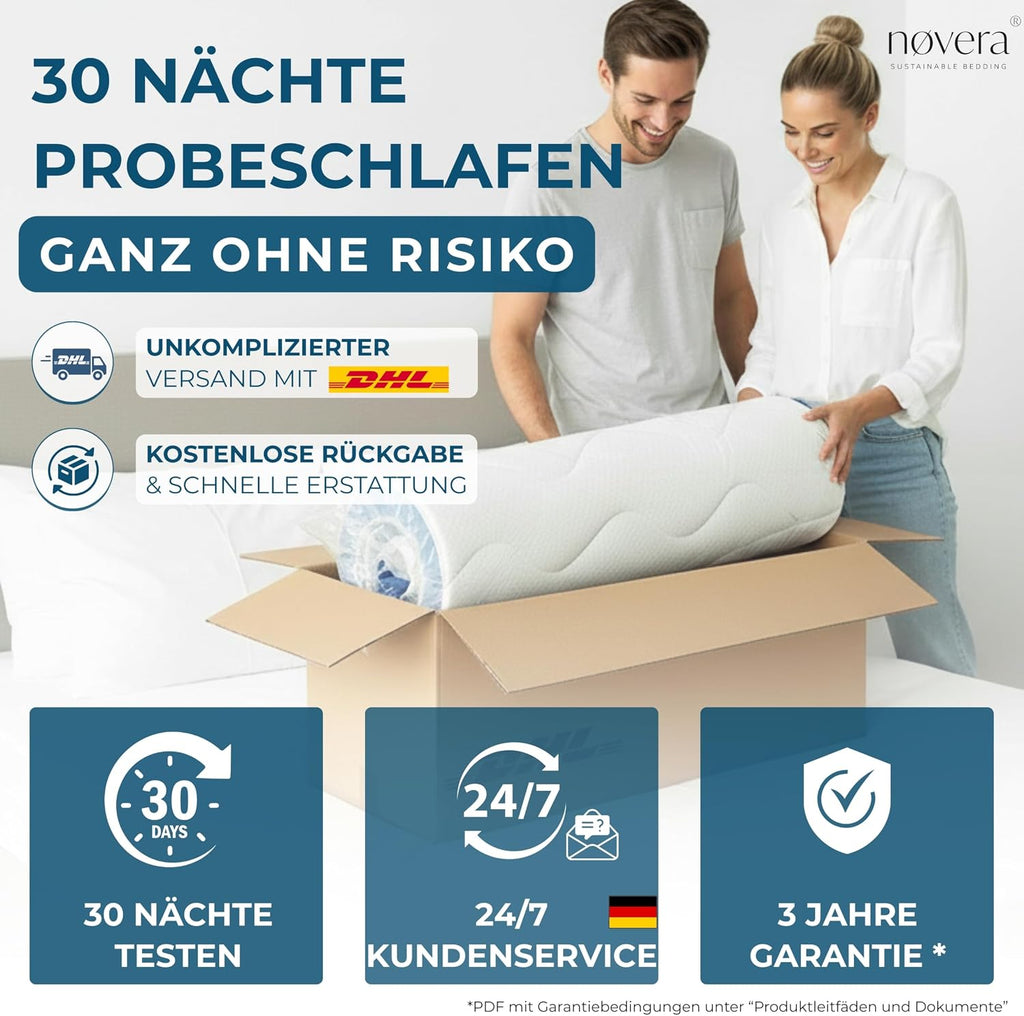 Deluxe Gel Topper 180x200cm | Oberstoff aus 100% Bio-Baumwolle | wolkenweicher 7-Zonen Matratzentopper 180x200cm | Hohes RG 50 | 8cm Matratzen Topper