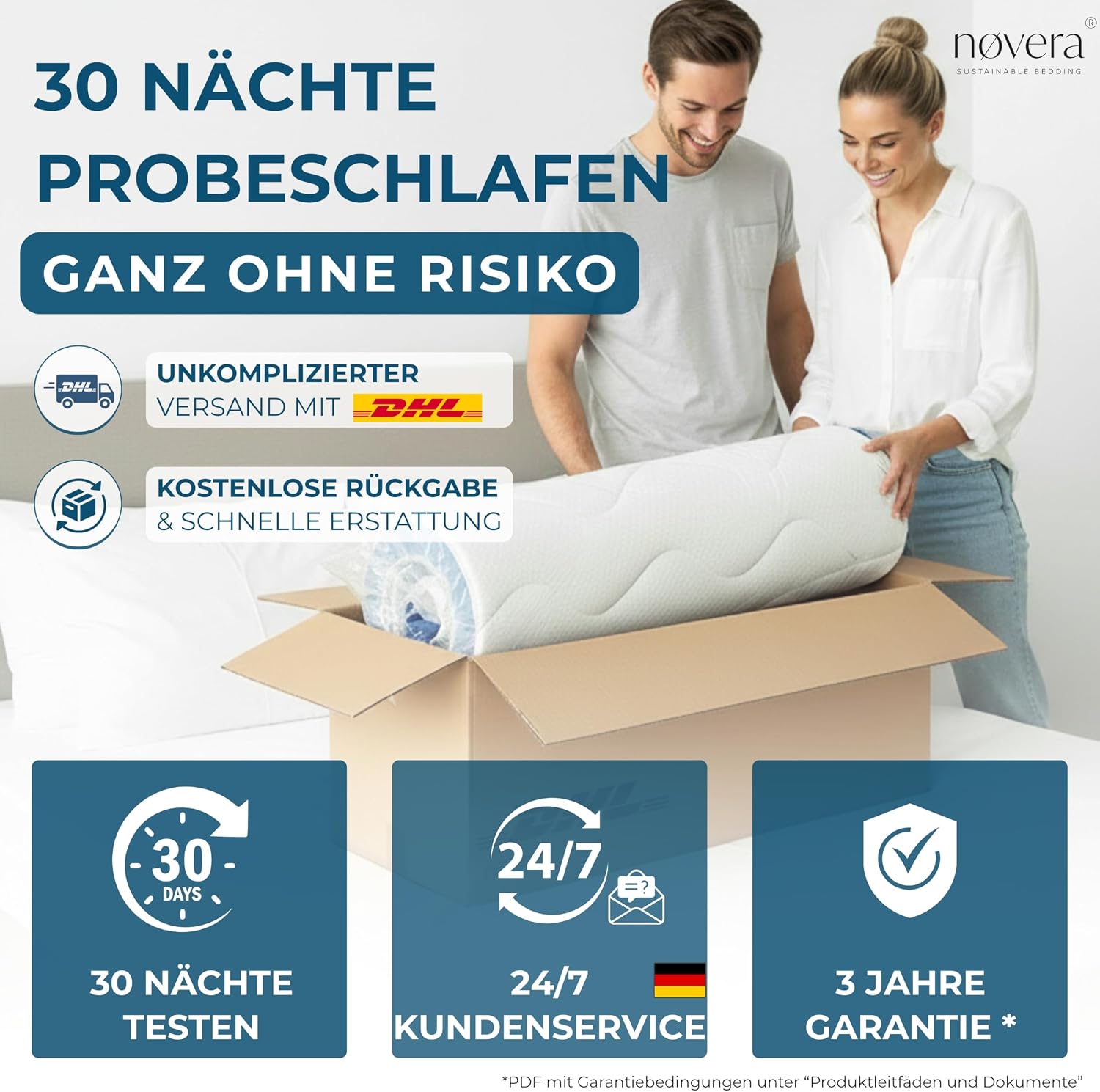 Deluxe Gel Topper 180x200cm | Oberstoff aus 100% Bio-Baumwolle | wolkenweicher 7-Zonen Matratzentopper 180x200cm | Hohes RG 50 | 8cm Matratzen Topper