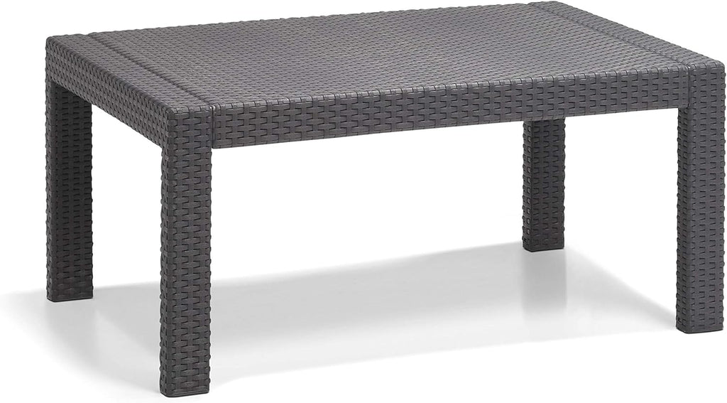 Keter Merano Gartenmöbel Set 4-teilig Grau mit Sitzkissen – Gartenlounge mit Sofa, 2 Sesseln & Tisch für Garten und Terrasse