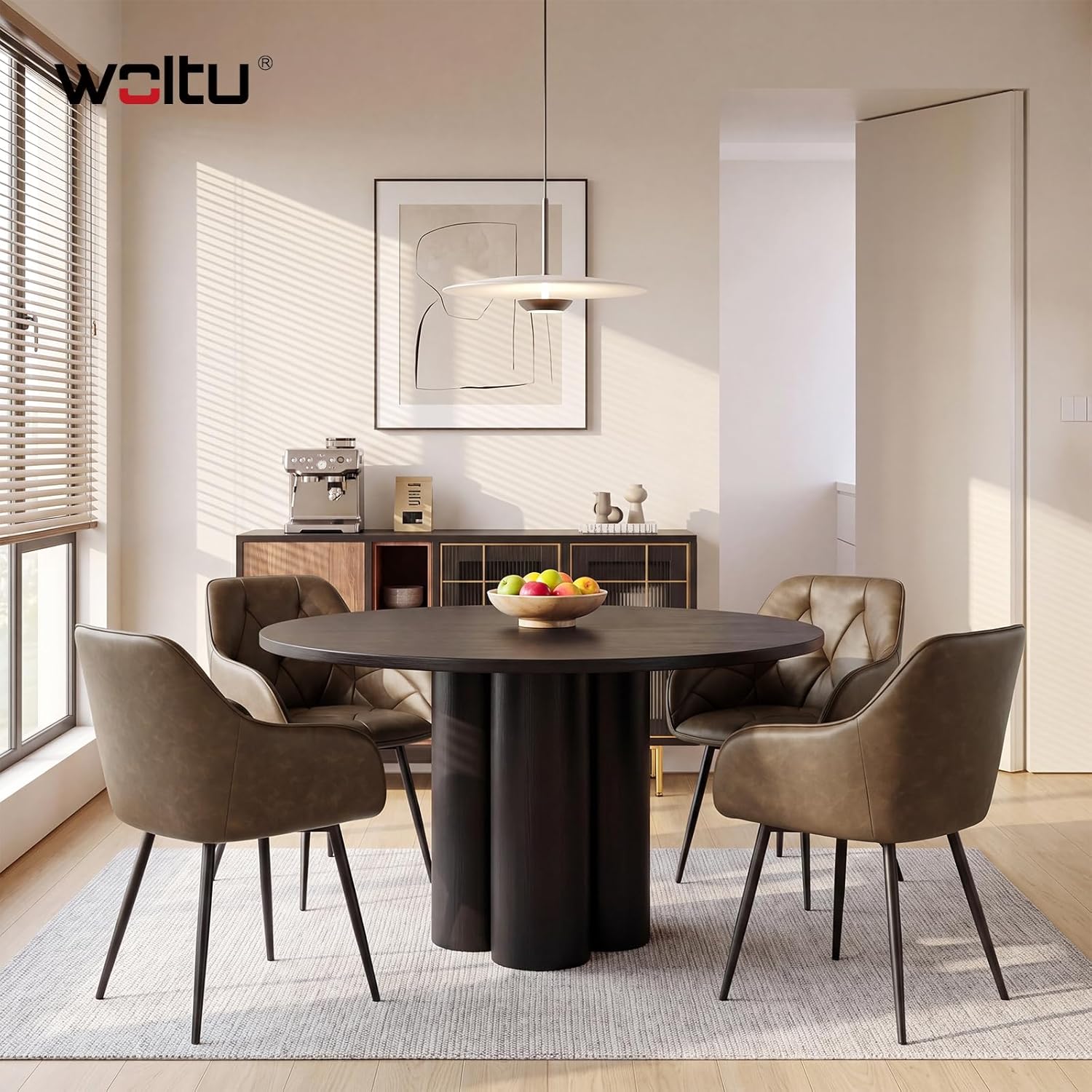 WOLTU Esszimmerstühle 4er Set, für Esszimmer Wohnzimmer, ergonomische Küchenstühle gepolstert mit Armlehnen, Metallbeinen, Sitzfläche aus