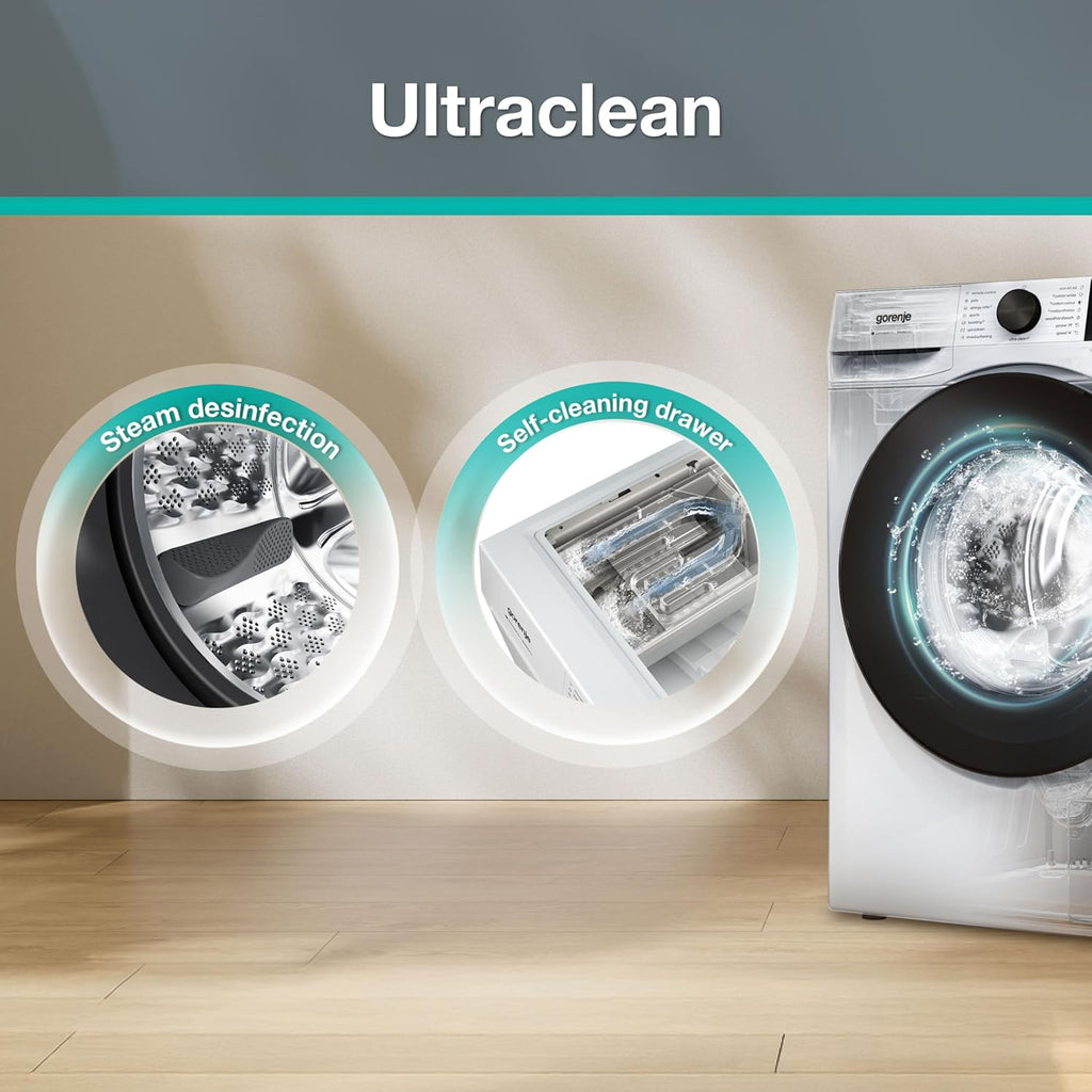 Gorenje WGAM474A Waschmaschine mit Dampffunktion /7 KG /1400 U-Min/ConnectLife /15 Programme/UltraClean/EasyDosing/SteamTech/Inverter PowerDrive /20%