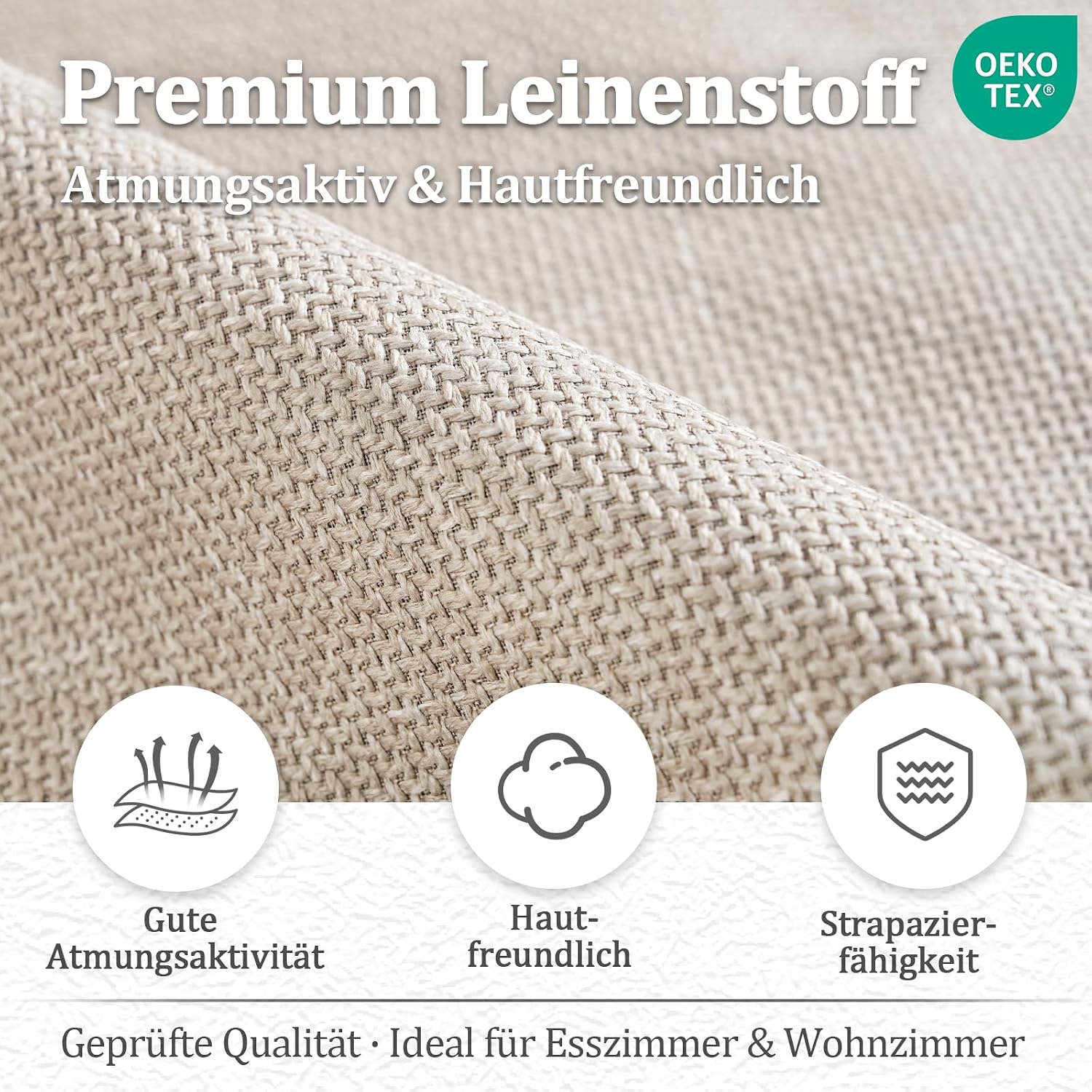 Esszimmerstühle Drehbar 4er Set mit Armlehne, 360° drehbar, Polsterstuhl Leinen, Drehstuhl Esszimmer Beige, Küchenstuhl mit Metallbeine für