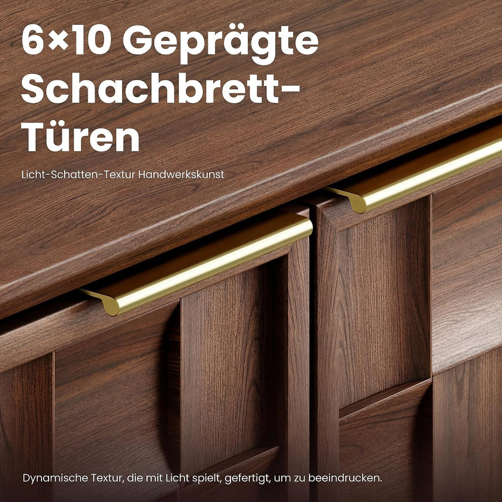 COLAMY Sideboard 150 cm Holz mit Stauraum – Modernes Sideboard für Wohnzimmer, Küchenschrank mit verstellbaren Einlegeböden, Buffet Schrank mit 3D