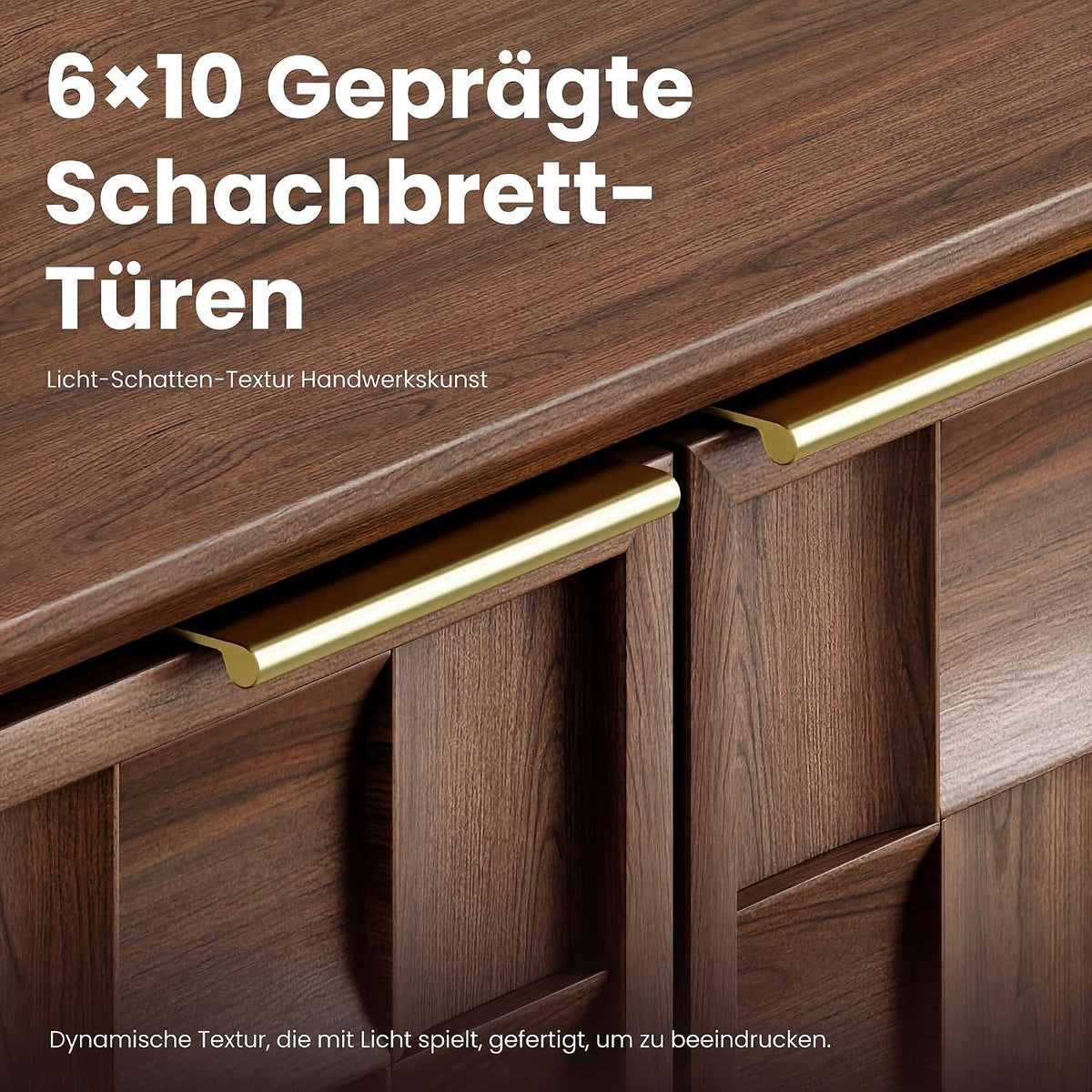 COLAMY Sideboard 150 cm Holz mit Stauraum – Modernes Sideboard für Wohnzimmer, Küchenschrank mit verstellbaren Einlegeböden, Buffet Schrank mit 3D