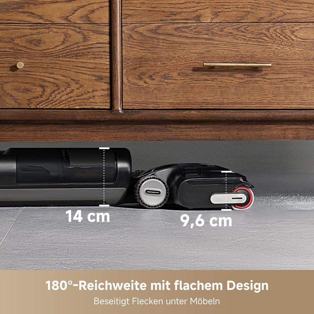 dreame H12 Pro FlexReach Nass- und Trockensauger, Flaches 180°-Design, Trocknung in 5 Minuten, 18.000 Pa Saugkraft, 90 °C Heißwäsche
