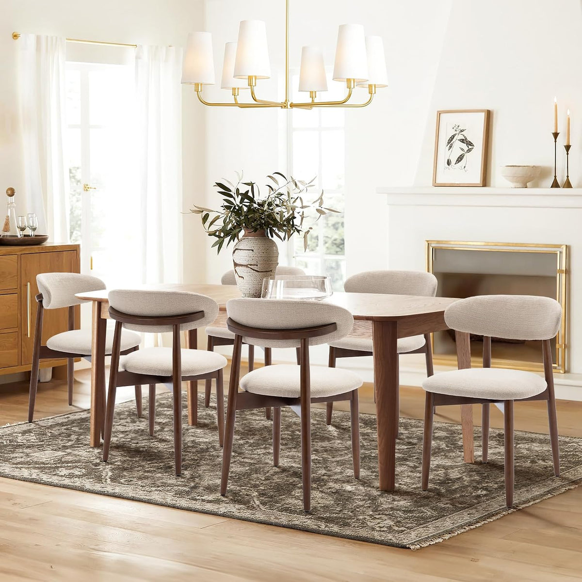 COLAMY Küchenstuhl Esszimmerstühle 4er Set, Moderne Polsterstuhl Essstühle mit Fester Rückenlehne, Stoff Esszimmerstühl mit Holzbein für Esszimmer