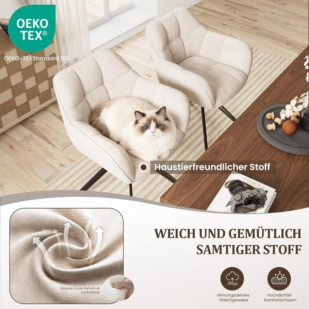 COLAMY Drehstühle für Esszimmer, 2er Set, Drehbare Polsterstühle mit Armlehnen und Rückenlehne, Bequeme Küchenstühle für Wohnzimmer & Essbereich
