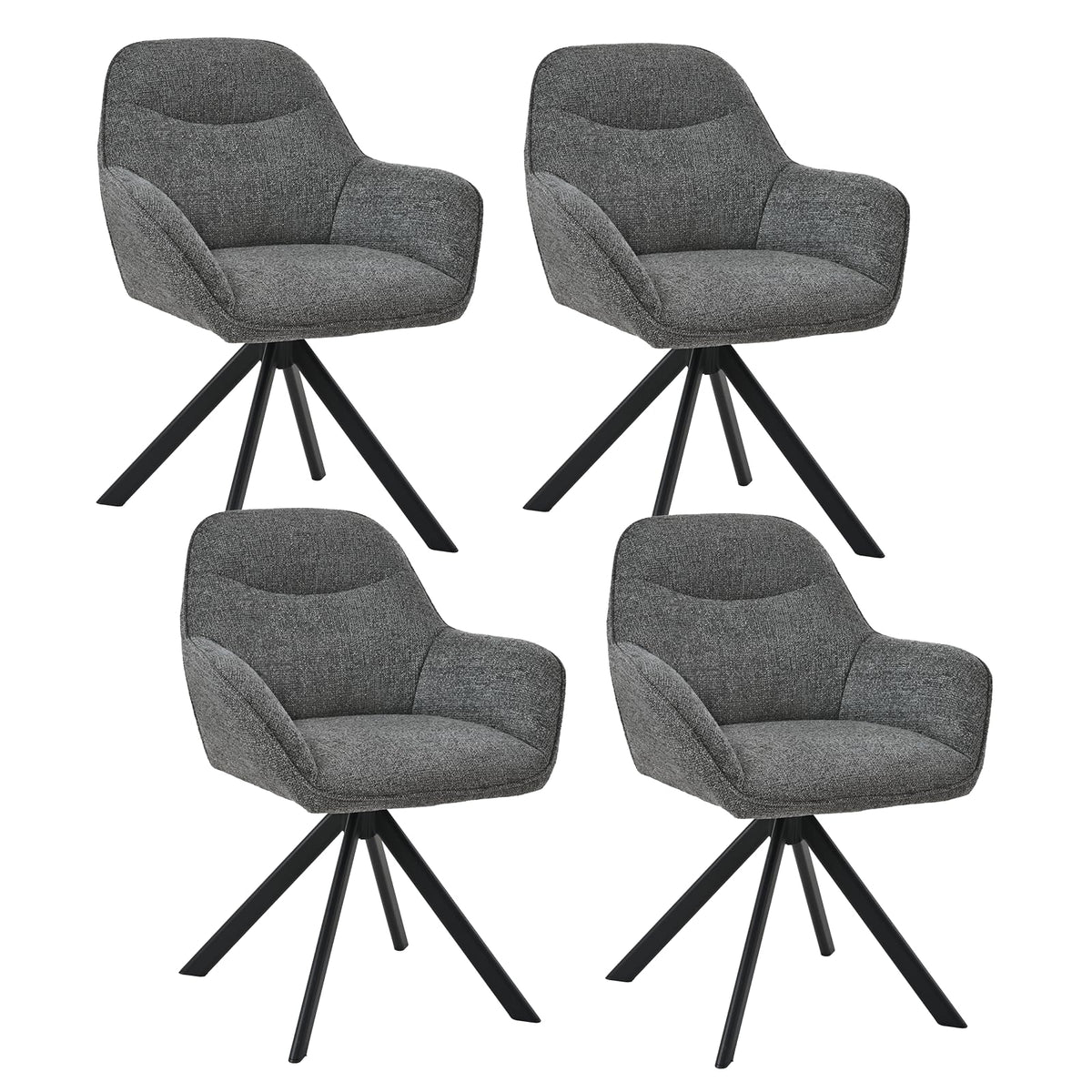 6er Set Esszimmerstühle Drehbar mit Armlehne, 360° Drehstuhl Polsterstuhl Samt Modern Küchenstuhl mit Metallbeine für Esszimmer, Wohnzimmer, Büro