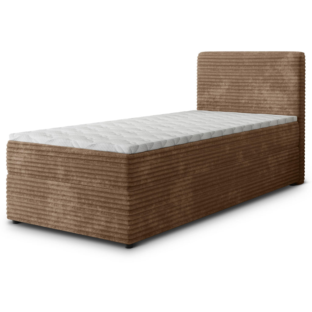 Masseno Boxspringbett PISA Creme mit Matratze & Topper, Polsterbett mit Bettkasten und gepolstertem Kopfteil