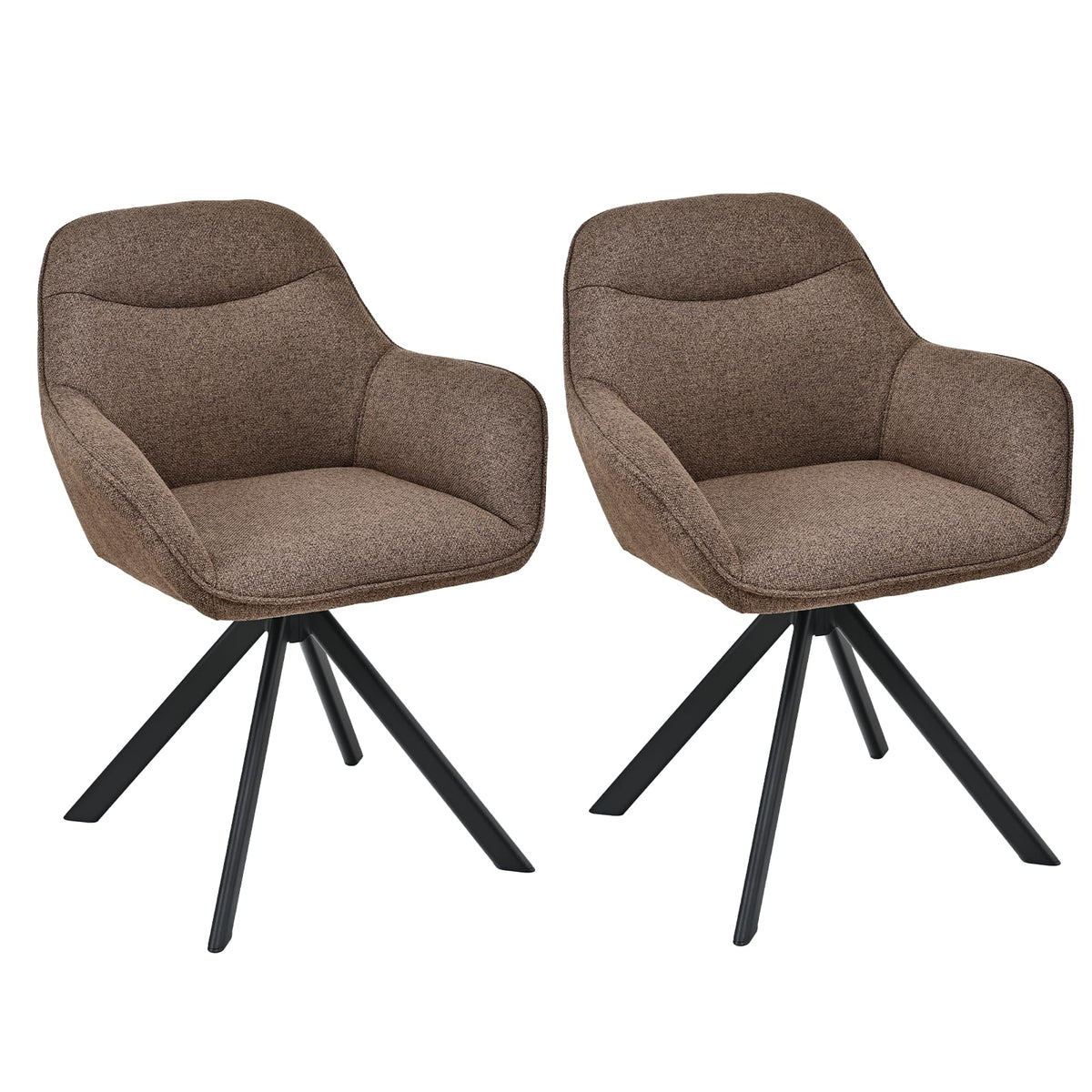 6er Set Esszimmerstühle Drehbar mit Armlehne, 360° Drehstuhl Polsterstuhl Samt Modern Küchenstuhl mit Metallbeine für Esszimmer, Wohnzimmer, Büro