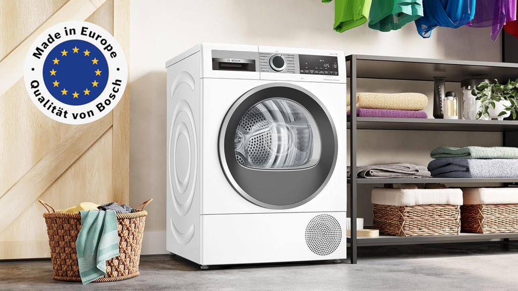 Bosch WQG235D00, Serie 6, Wärmepumpentrockner 8 kg, Schneller getrocknete Wäsche, Auto Dry, Option Halbe Beladung, Sensitive Drying-System