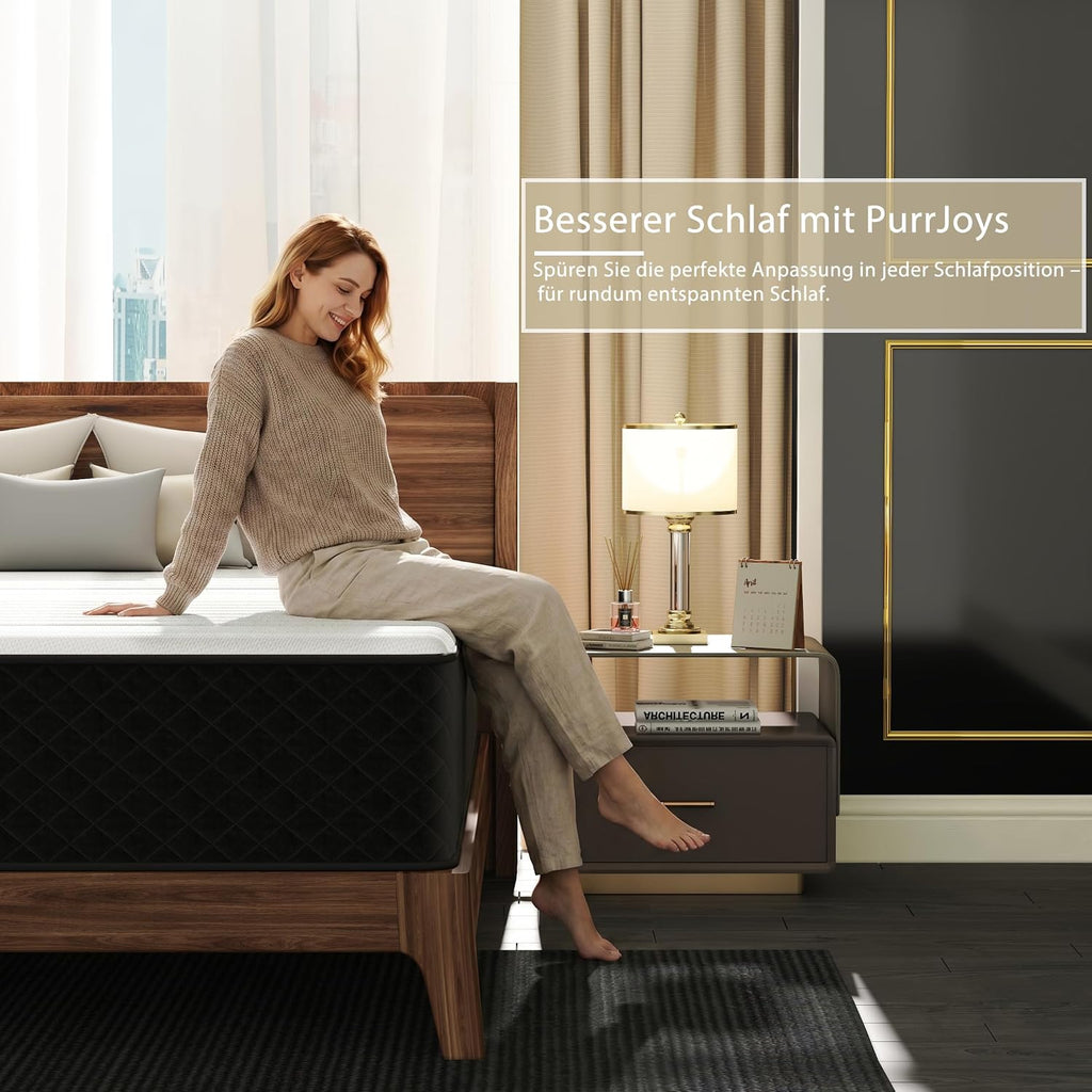 PurrJoys Matratze 160x200 H3 & H4 mit Oeko-TEX Zertifiziert, Höhe 25 cm 7 Zonen Taschenfederkernmatratze mit Memory Foam, Federkernmatratze mit