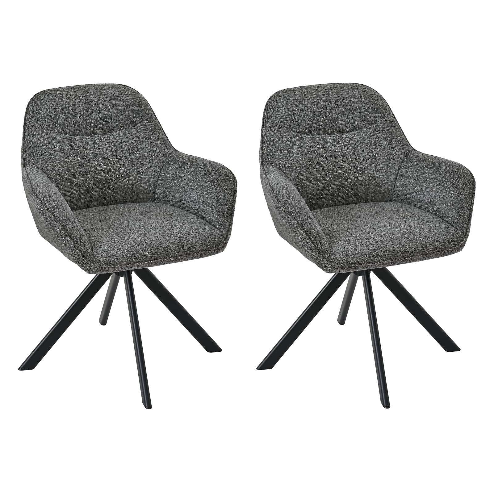 6er Set Esszimmerstühle Drehbar mit Armlehne, 360° Drehstuhl Polsterstuhl Samt Modern Küchenstuhl mit Metallbeine für Esszimmer, Wohnzimmer, Büro