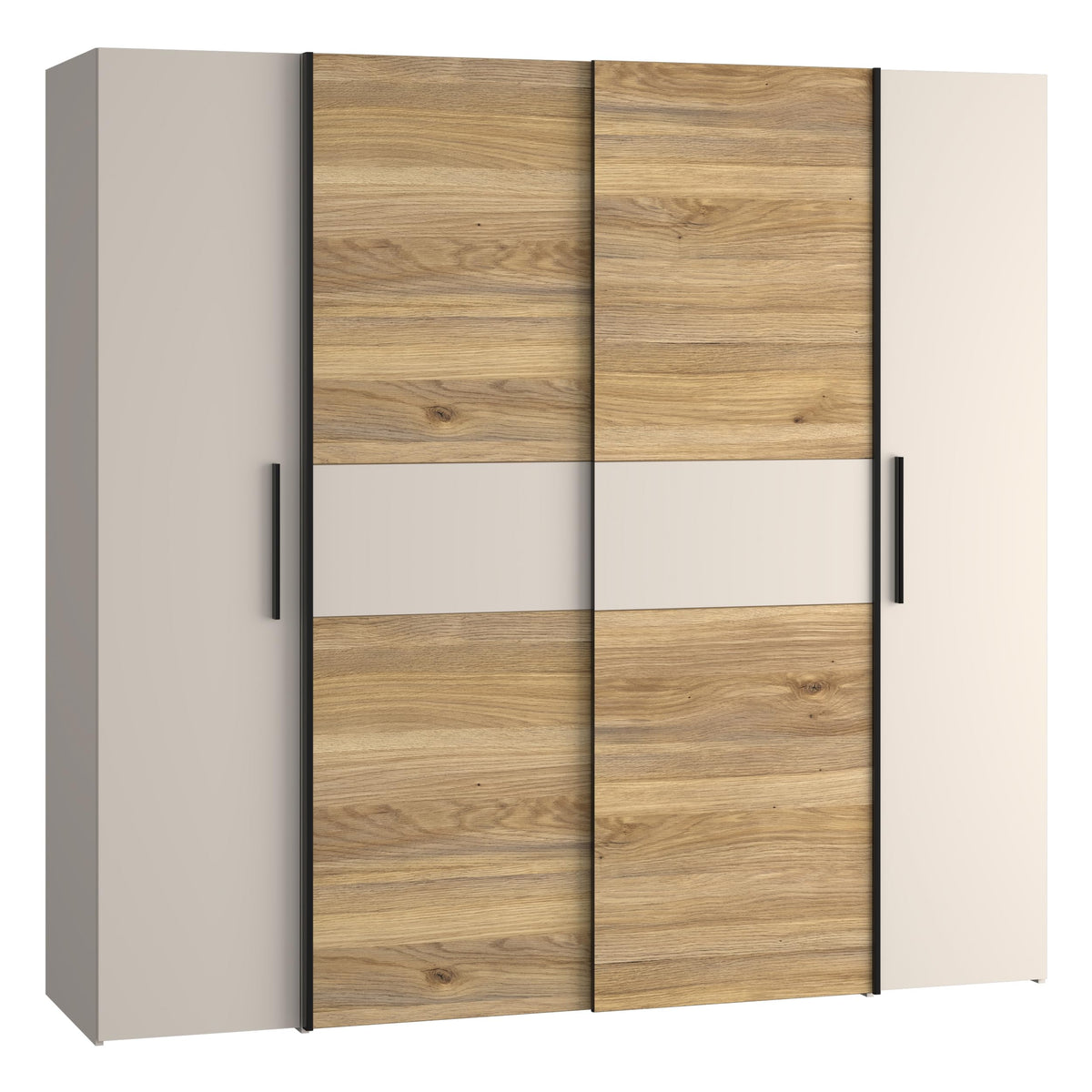Forte Kalixtus Kleiderschrank 4-türig mit Schwebetüren – Moderner Schlafzimmerschrank mit Kleiderstangen & Einlegeböden
