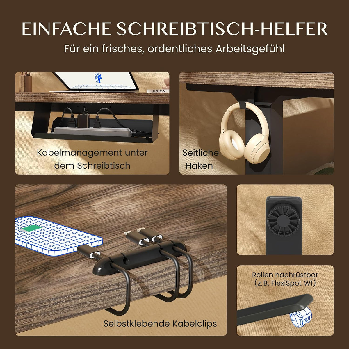 FLEXISPOT Höhenverstellbarer Schreibtisch elektrisch, Doppelmotor 160x80 cm