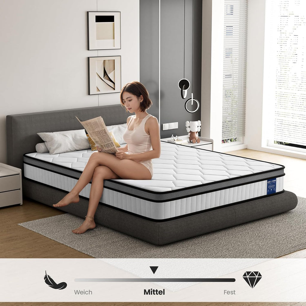BedStory Matratze 160x200cm,Federkernmatratze H3 Höhe 20cm Taschenfederkernmatratze Mittelfeste Orthopädischem,Öko-Tex Zertifiziert, Matratze für