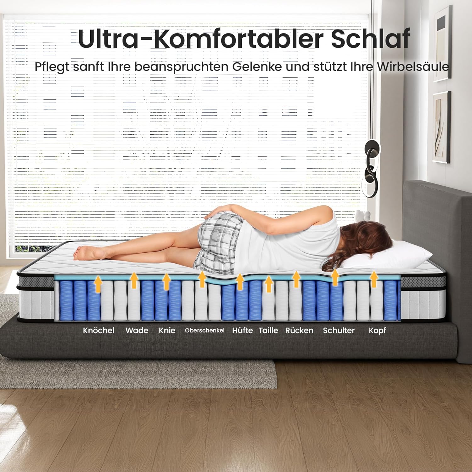BedStory Matratze 160x200cm,Federkernmatratze H3 Höhe 20cm Taschenfederkernmatratze Mittelfeste Orthopädischem,Öko-Tex Zertifiziert, Matratze für