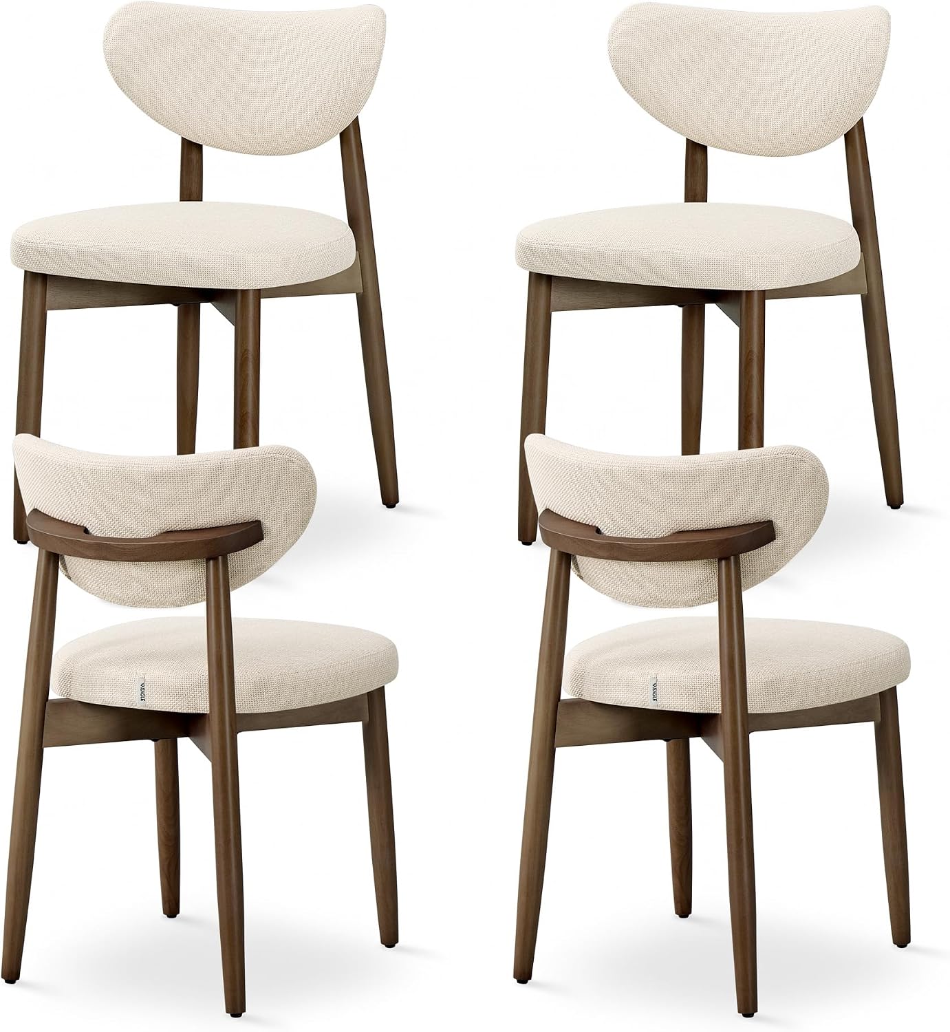 VASAGLE Esszimmerstuhl 4er Set, Küchenstuhl, Polsterstuhl mit Massivholzbeinen, ergonomische Rückenlehne, Aussparung als Griff