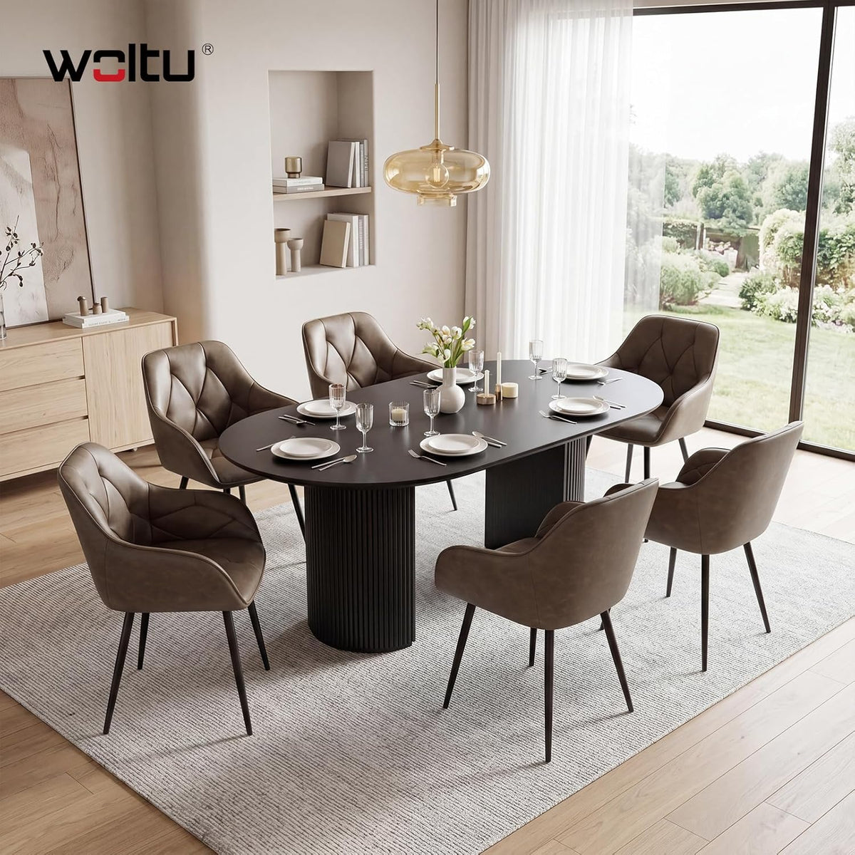 WOLTU Esszimmerstühle 4er Set, für Esszimmer Wohnzimmer, ergonomische Küchenstühle gepolstert mit Armlehnen, Metallbeinen, Sitzfläche aus