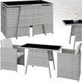 tectake Poly Rattan Balkonmöbel Set für 2 Personen Hellgrau – 2 Sessel & Tisch, Platzsparende Gartenlounge mit Kissen