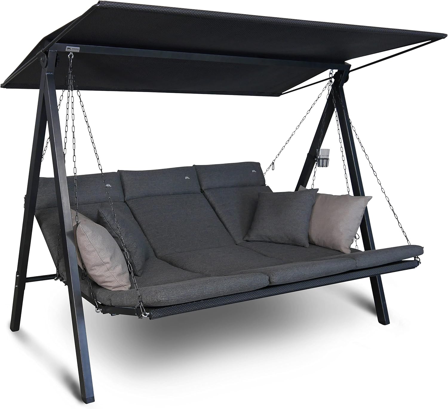 ANGERER Hollywoodschaukel Lounge Smart 3-Sitzer mit Bettfunktion & Sonnendach – Gartenschaukel mit Liegefunktion, Made in Germany