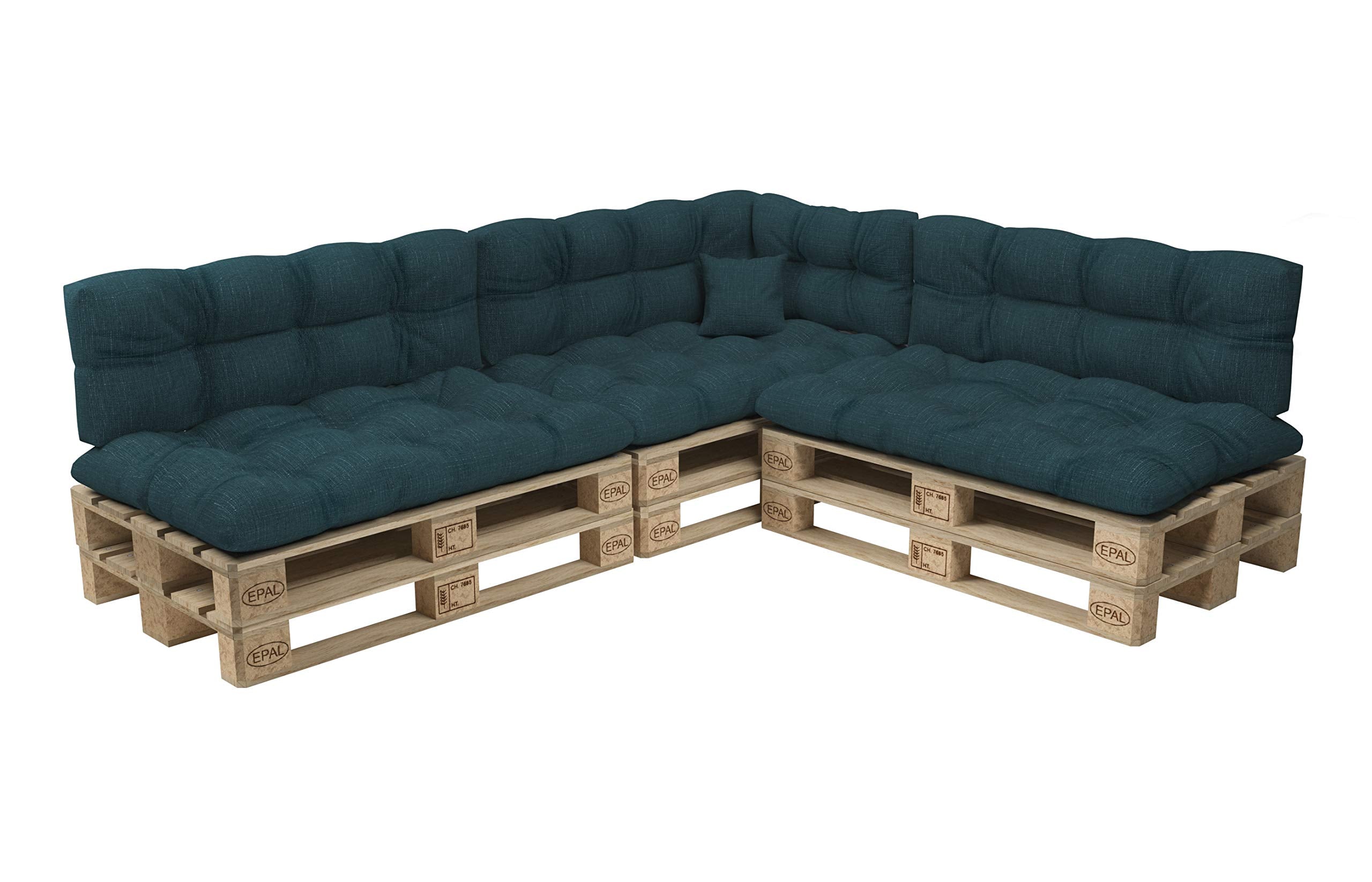 POKAR Palettenkissen Wasserabweisend Palettenauflagen Palettenmöbel Palettensofa 8er Set: Sitzkissen 120x80 + Rückenlehne 120x40, Anthrazit