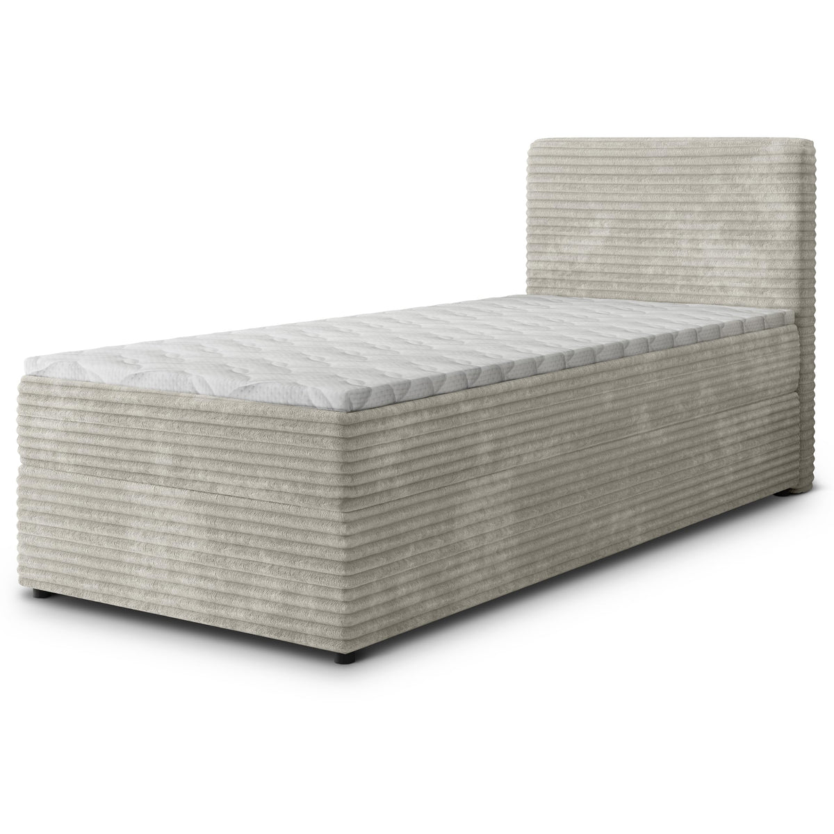Masseno Boxspringbett PISA Creme mit Matratze & Topper, Polsterbett mit Bettkasten und gepolstertem Kopfteil