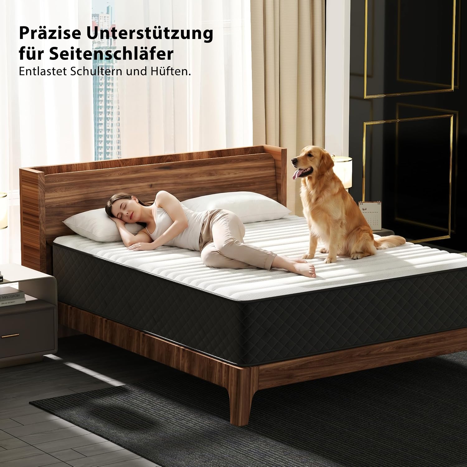 PurrJoys Matratze 160x200 H3 & H4 mit Oeko-TEX Zertifiziert, Höhe 25 cm 7 Zonen Taschenfederkernmatratze mit Memory Foam, Federkernmatratze mit