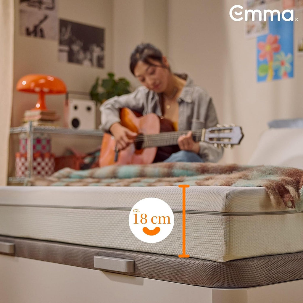 Emma One+ Matratze H2/H3, 3-Zonen Memory-Foam-Matratze mit atmungsaktivem Bezug, ergonomischer Schlafkomfort