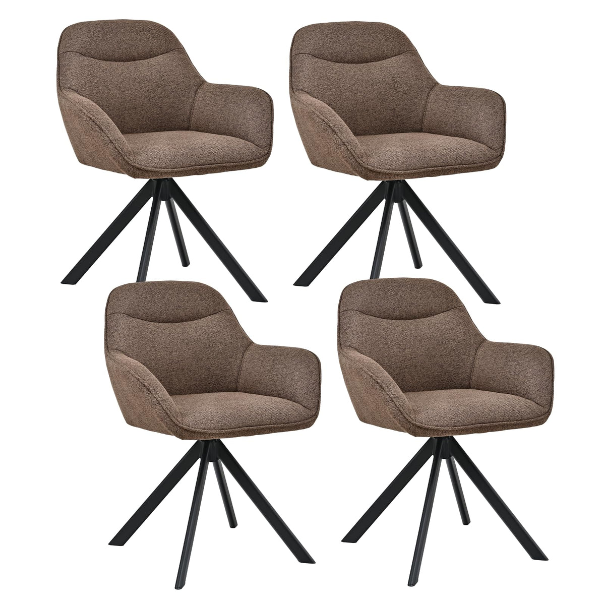 6er Set Esszimmerstühle Drehbar mit Armlehne, 360° Drehstuhl Polsterstuhl Samt Modern Küchenstuhl mit Metallbeine für Esszimmer, Wohnzimmer, Büro