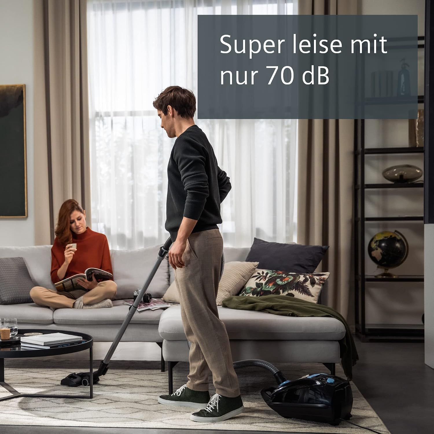 Siemens Staubsauger mit Beutel Q5.0 extreme silencePower VSQ5X1230, ideal für Allergiker, Hygiene-Filter, starke Saugleistung, Bodendüse für Parkett