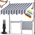 tillvex Klemmmarkise 350cm breit mit Handkurbel | Balkonmarkise ohne Bohren