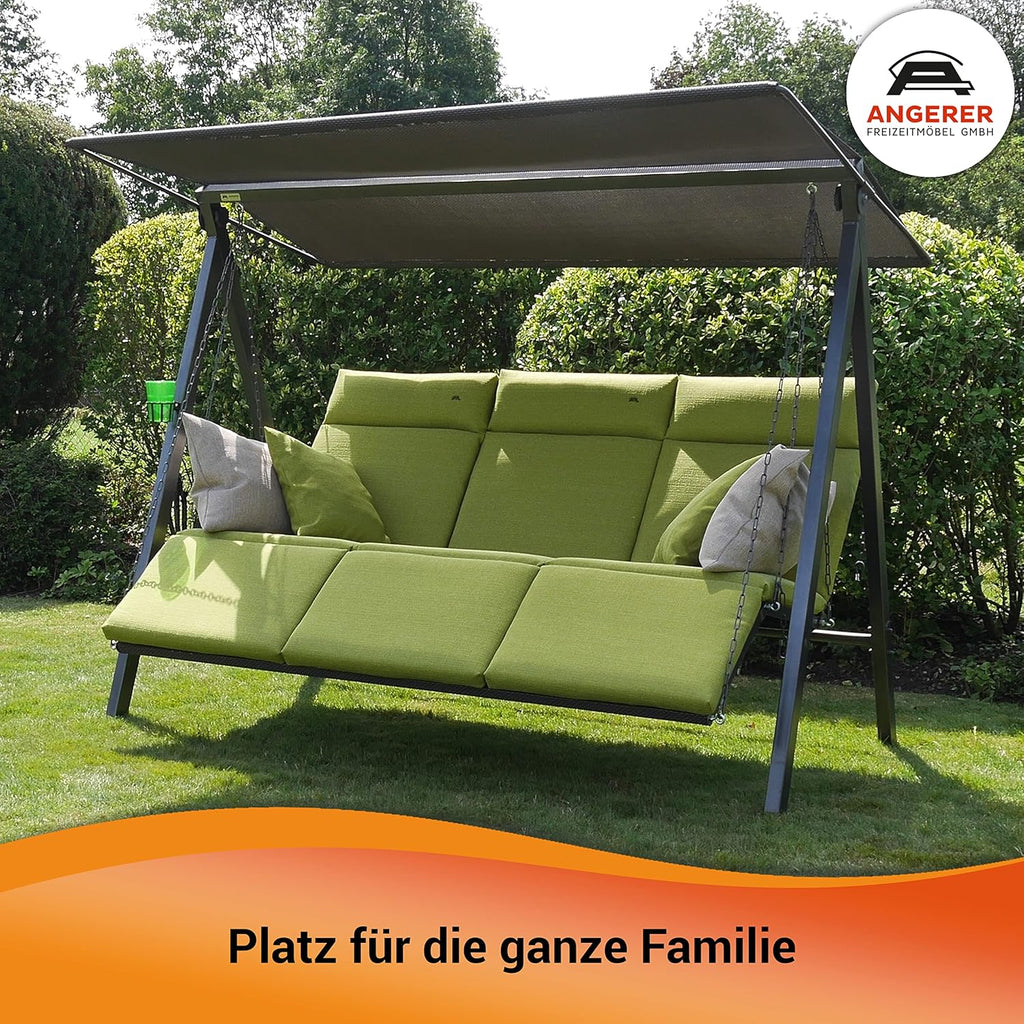 ANGERER Hollywoodschaukel Lounge Smart 3-Sitzer mit Bettfunktion & Sonnendach – Gartenschaukel mit Liegefunktion, Made in Germany
